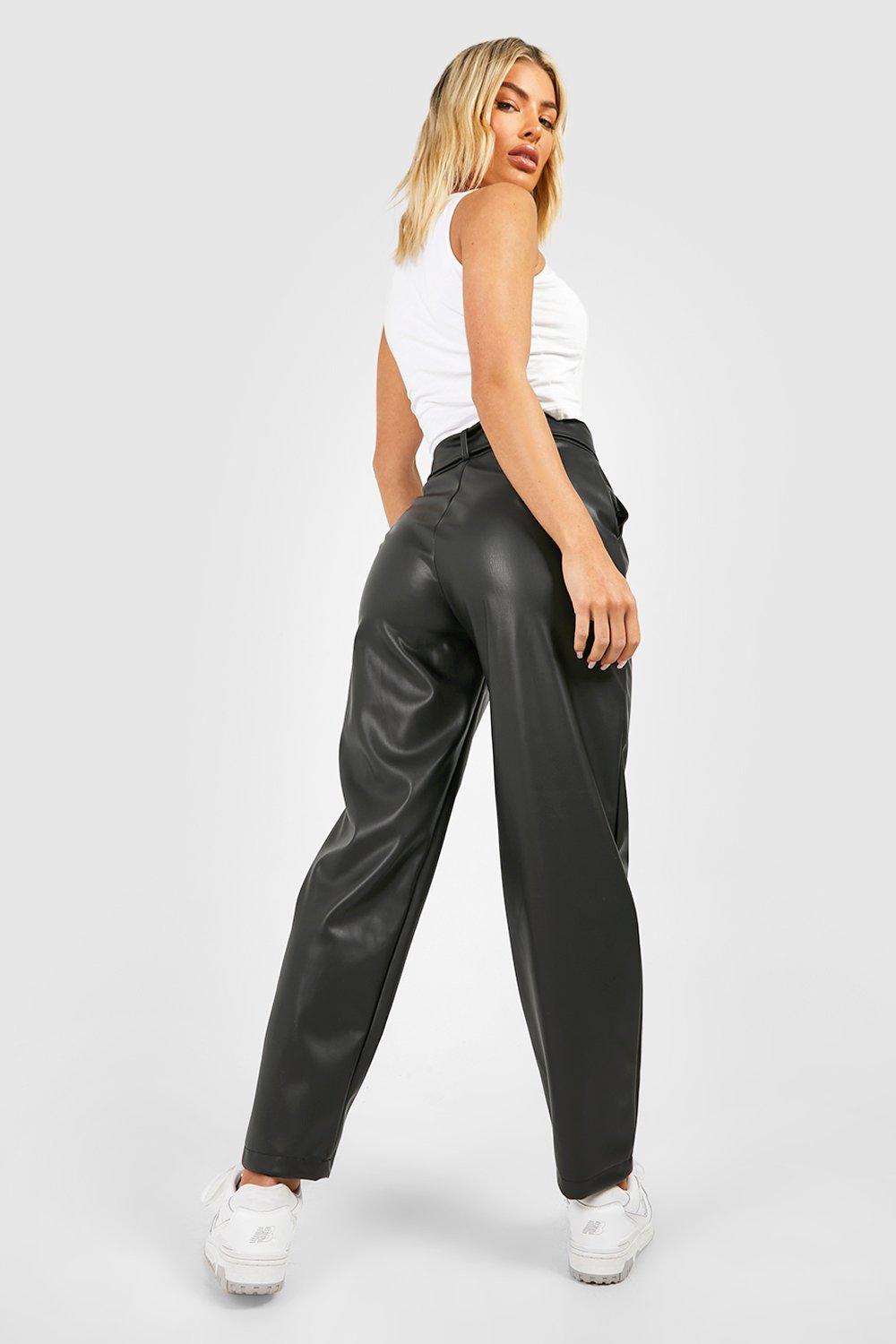 Tapered Faux-Leather Trousers - Black