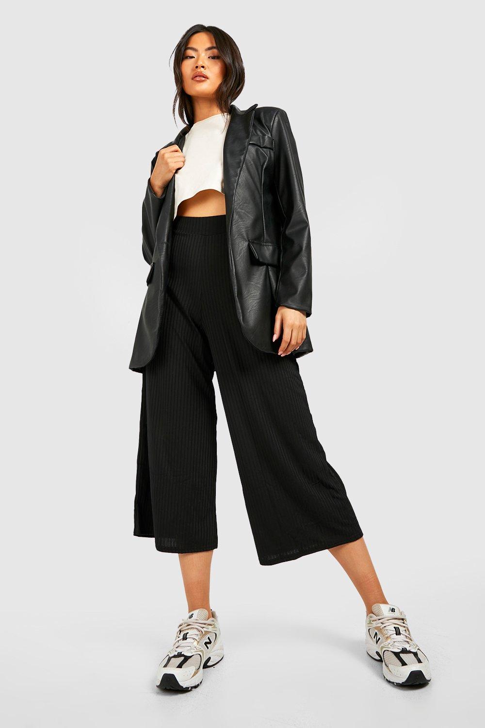 Black culotte outlet trousers