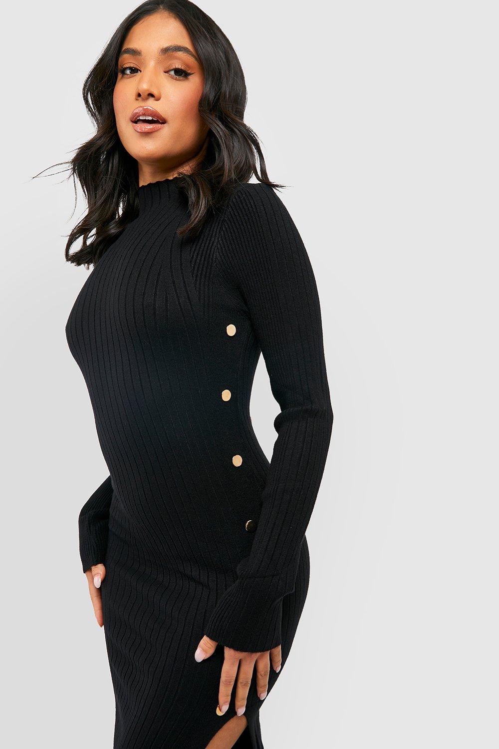 Womens black hot sale knit dress