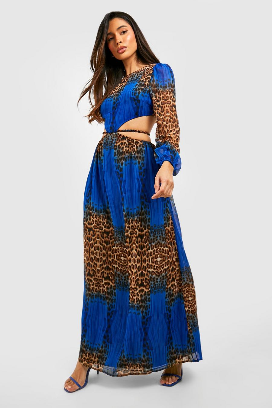 Brown Leopard Ombre Cut Out Maxi Dress image number 1