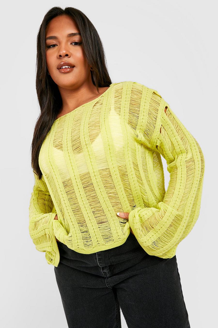 Lime Plus Ladder Stitch Sweater image number 1