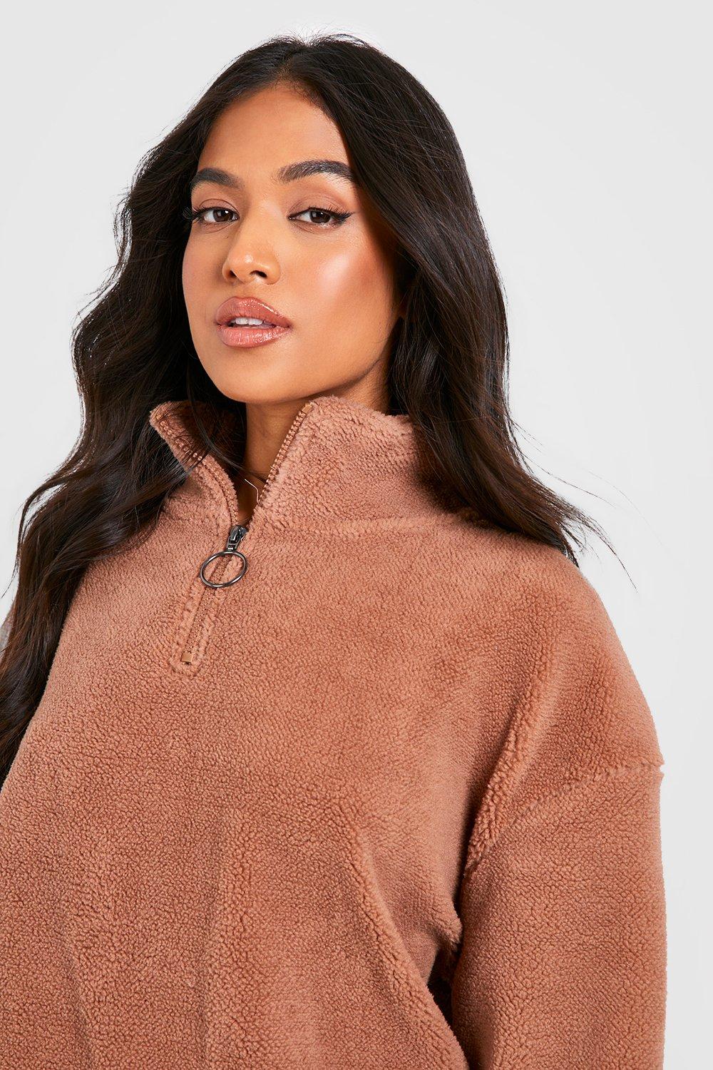 Petite Borg Half Zip Up Sweat boohoo NL