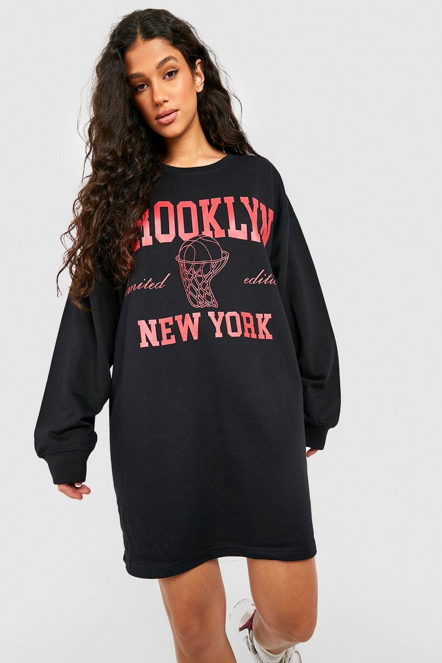 Black Brooklyn New York Printed Sweat Dress image number 1