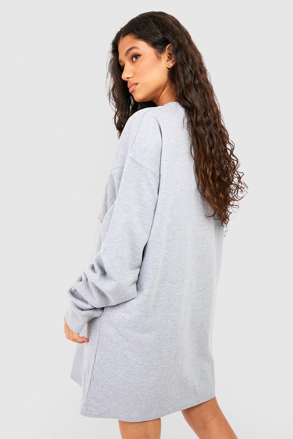 PRETTYLITTLETHING Women's Grey Marl Brooklyn Printed Hoodie - Size XL