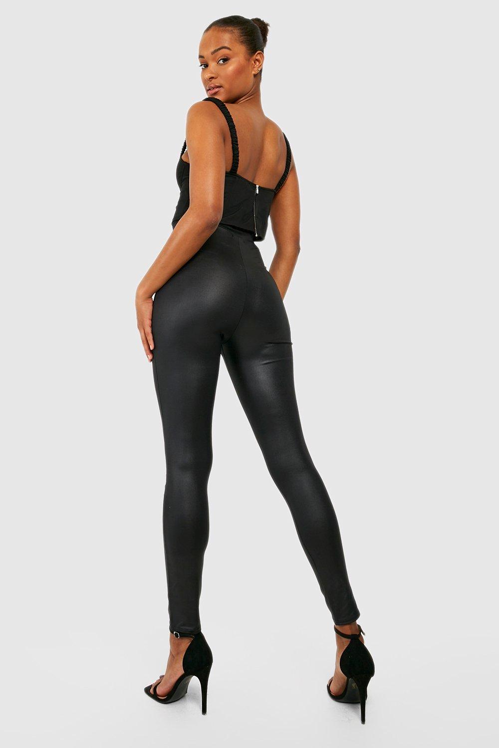 Tall Waist Shaping Faux Leather Leggings