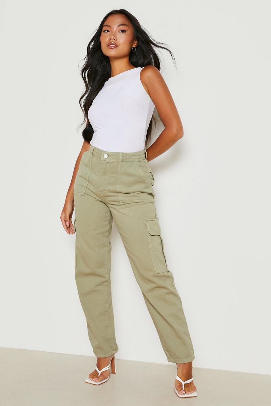 Khaki Petite Baggy Cargo Jeans image number 1
