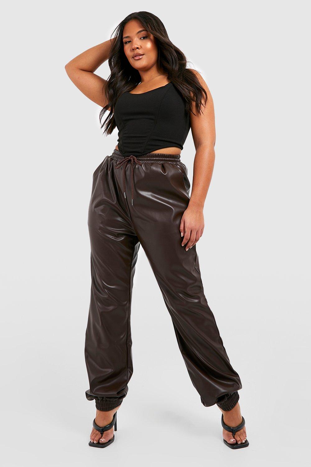 Women's Plus Size High Rise Faux Leather Jogger