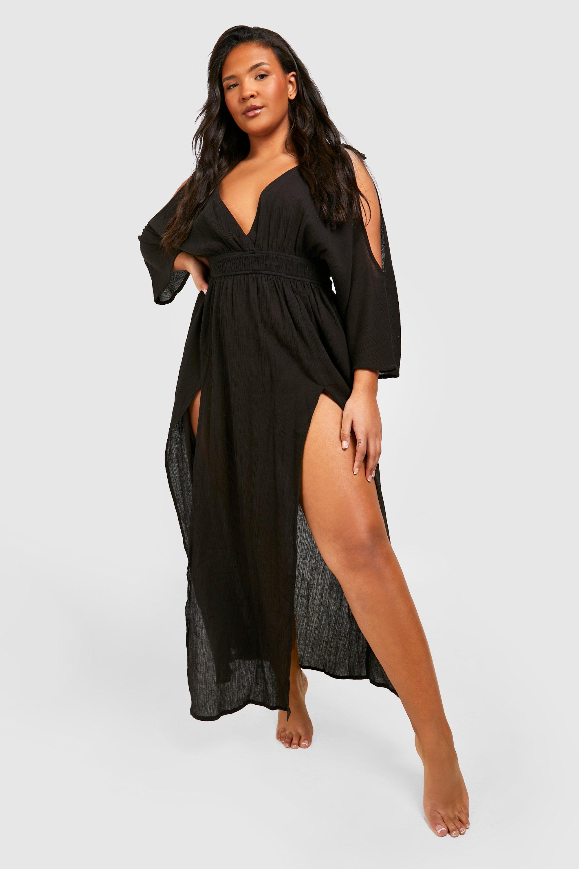 Plus size cold hot sale shoulder long dress