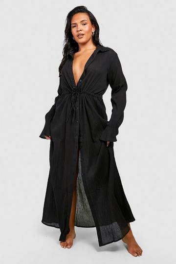 Black Plus Cheesecloth Maxi Beach Kaftan