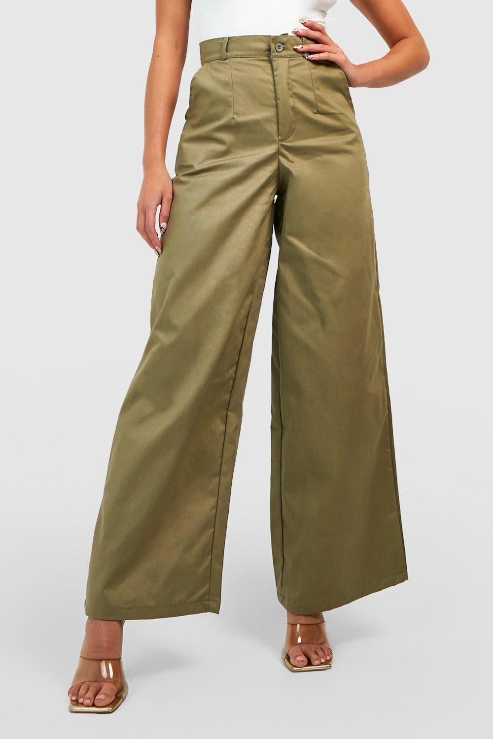 Petite khaki hot sale trousers