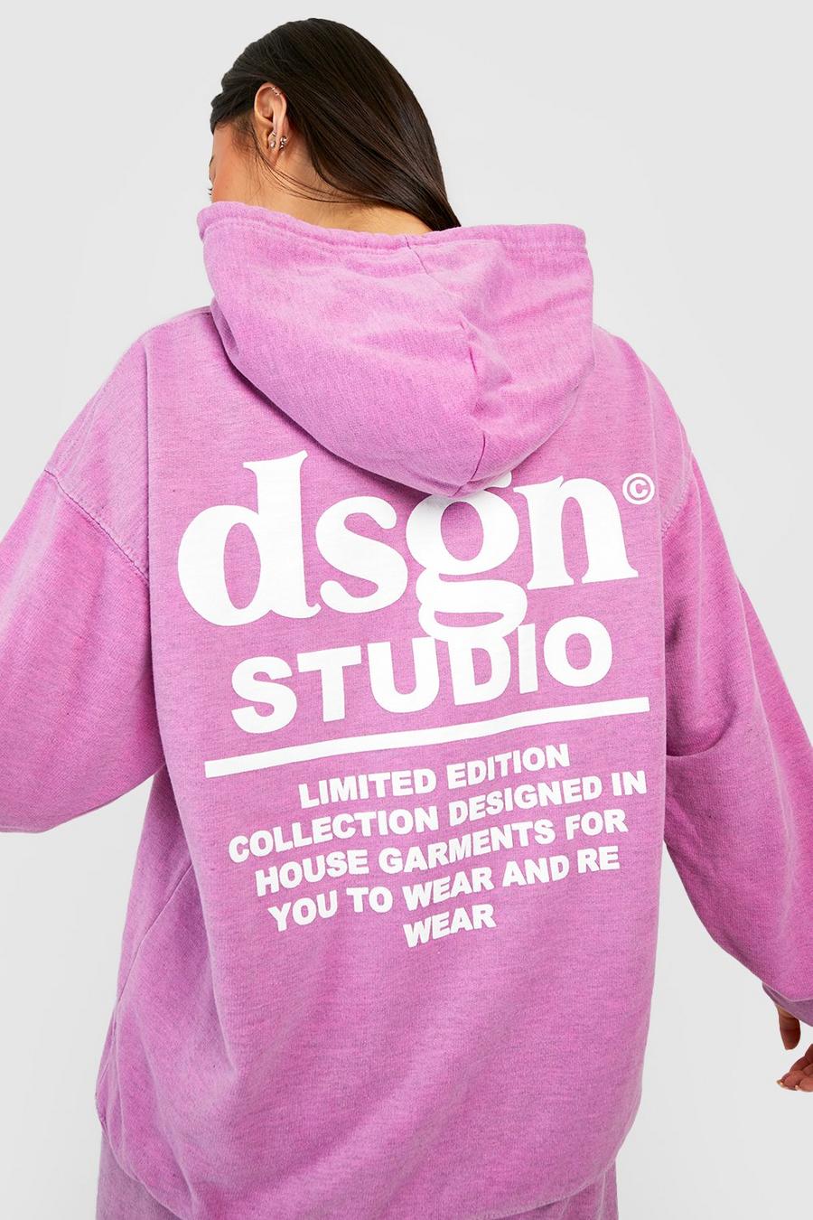 Pink Dsgn Studio Back Print Overdyed Hooded Tracksuit image number 1