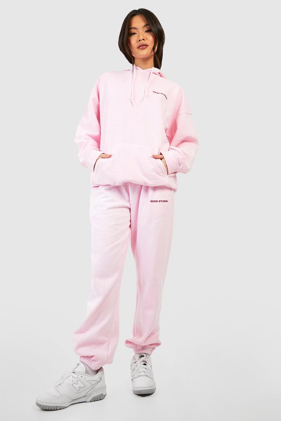 Pink Dsgn Studio Overdyed Embroidered Hooded Tracksuit image number 1