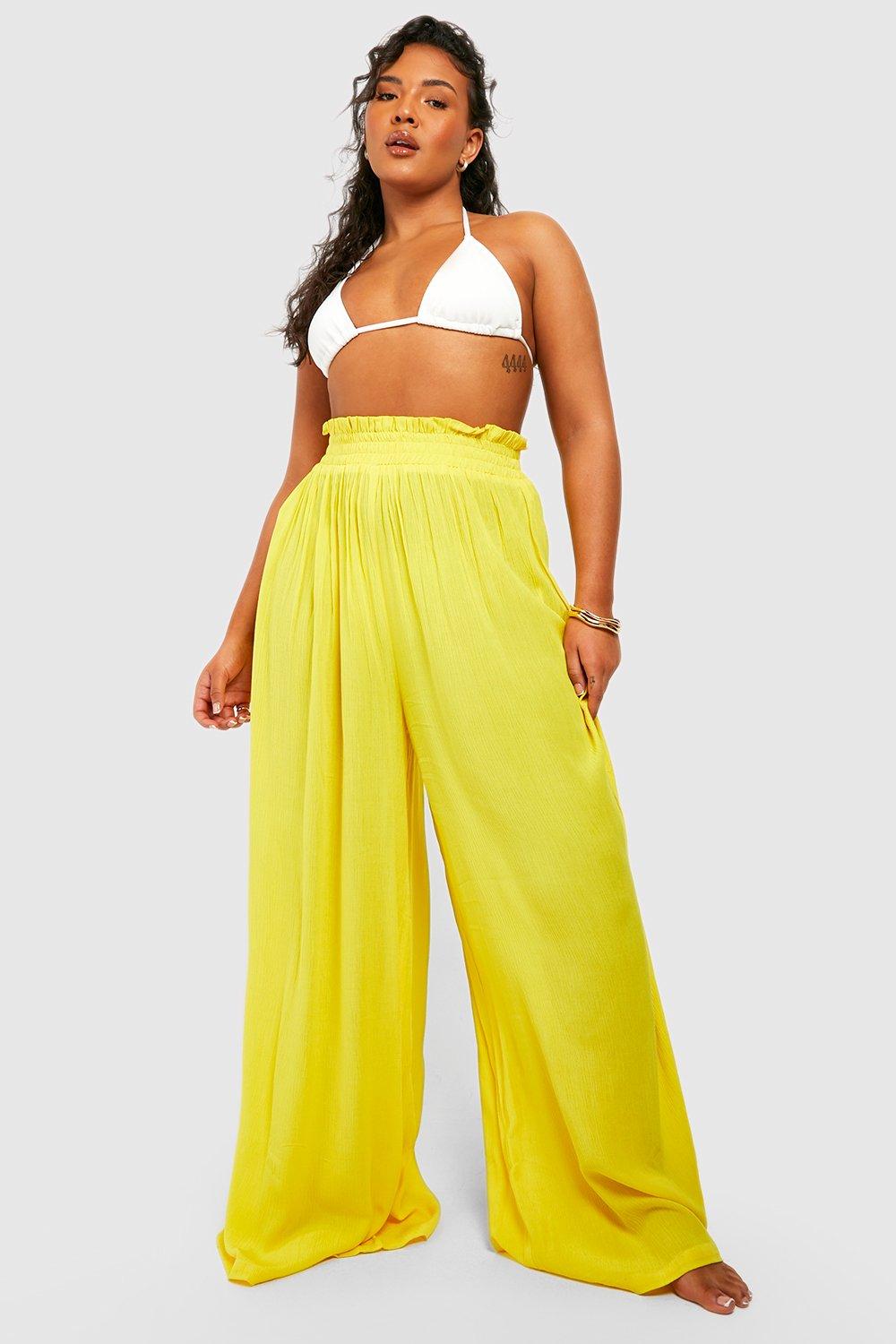 Plus Crinkle Rayon Beach Trousers boohoo NZ