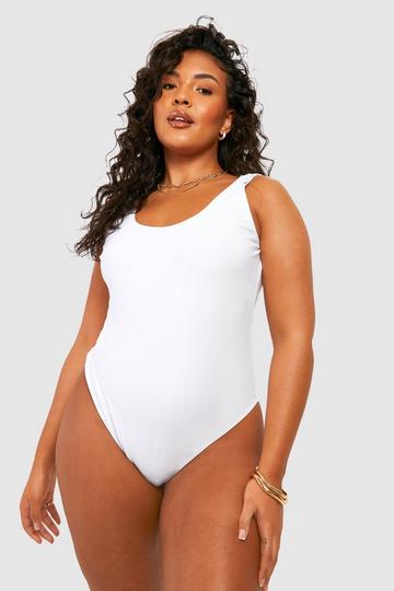 White Plus Tummy Control Scoop Swimsuit
