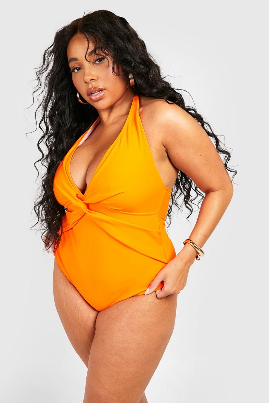 Orange Plus Twist Front Tummy Control Swimsuit image number 1