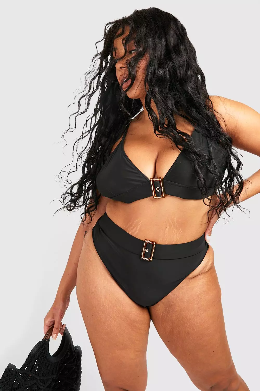 High waisted buckle bikini clearance