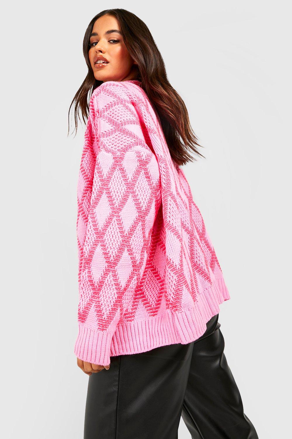 Missguided Petite diamond cable knit sweaters in pink