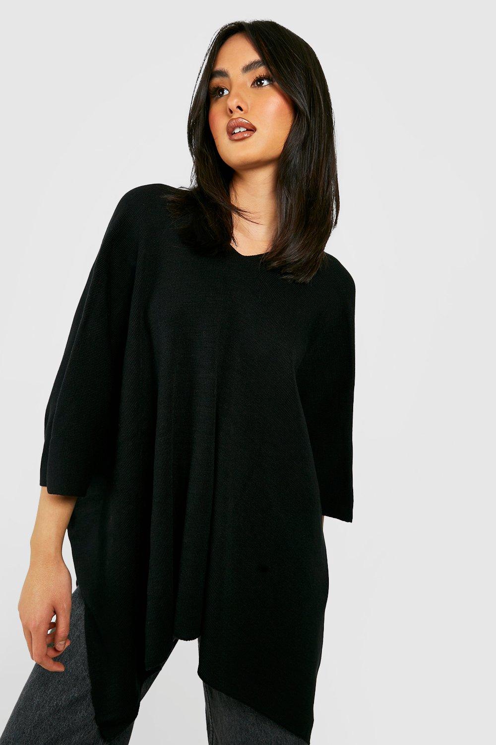 Gemulate Black V Neck Jumper Women Jumpers for Women Lightweight