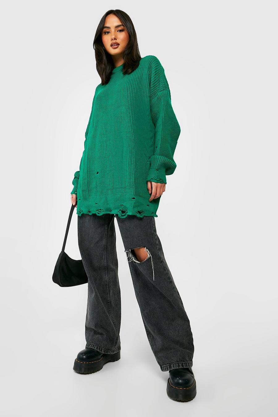 Green Oversized Knitted Jumper image number 1