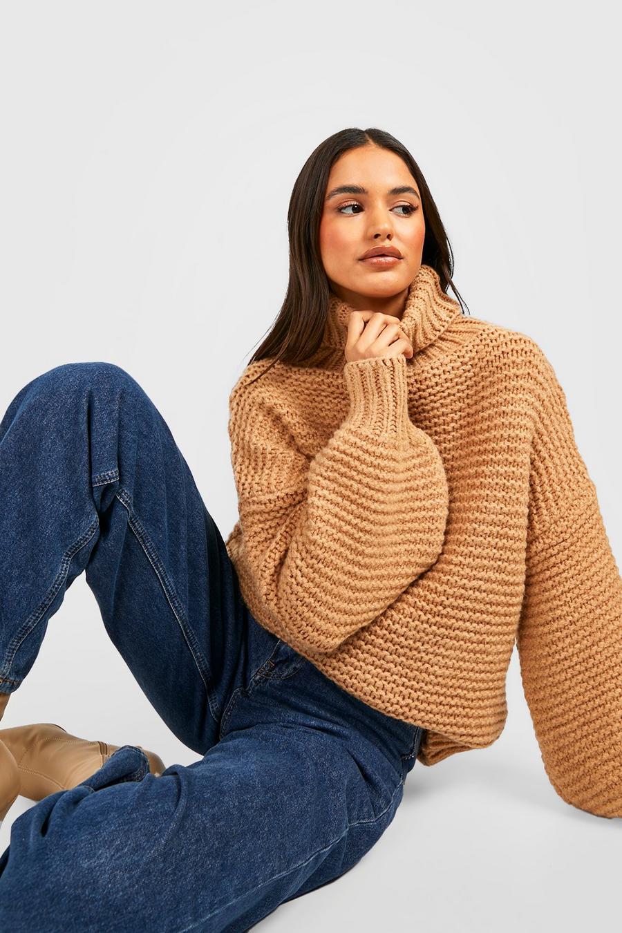 Camel Knitted Turtleneck Sweater