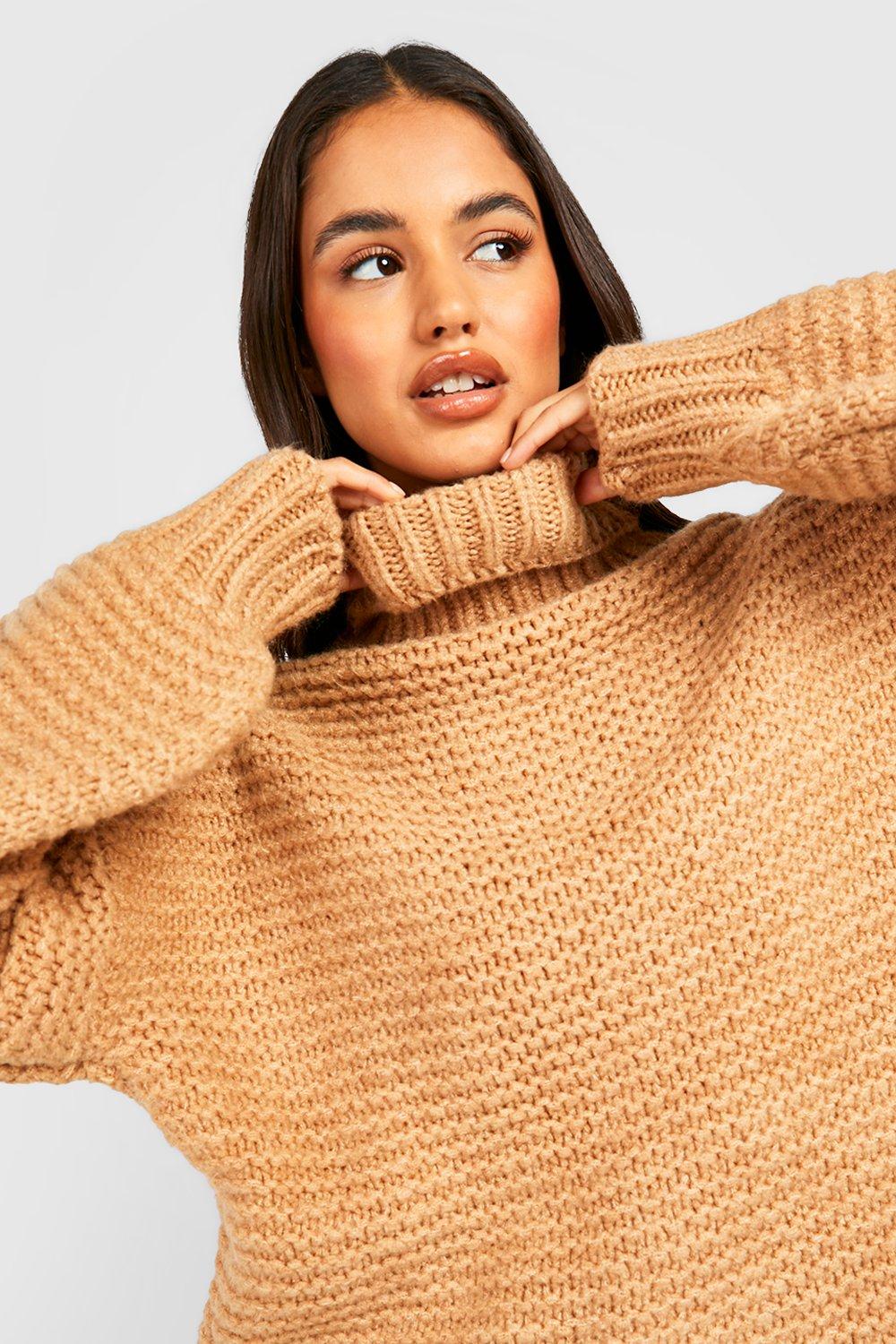 Camel high 2024 neck jumper