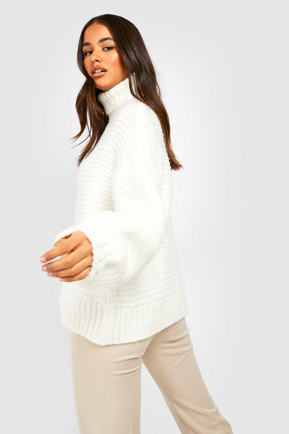 White knitted high hot sale neck jumper