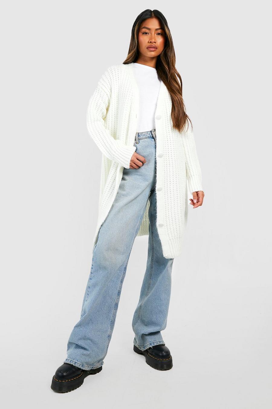 Ivory Chunky Knit Button Through Cardigan image number 1