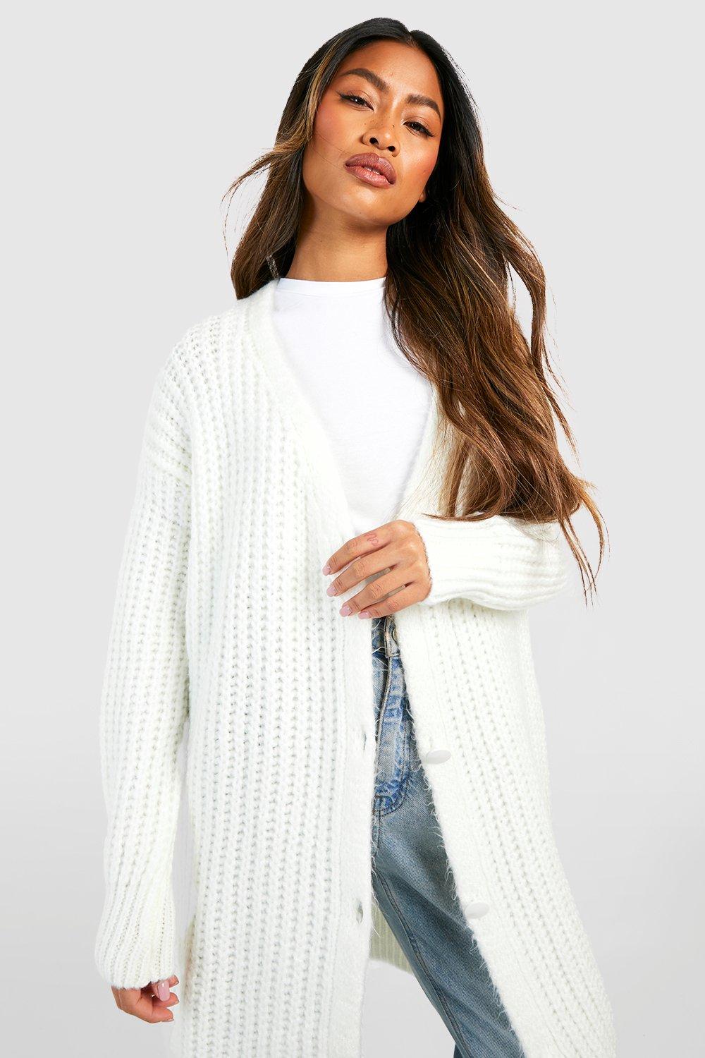 Long white hotsell knitted cardigan