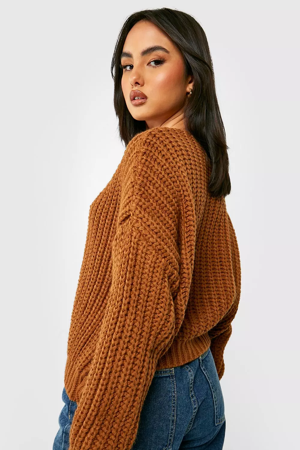 Rust Chunky Knit Button Front Cardigan alternative image