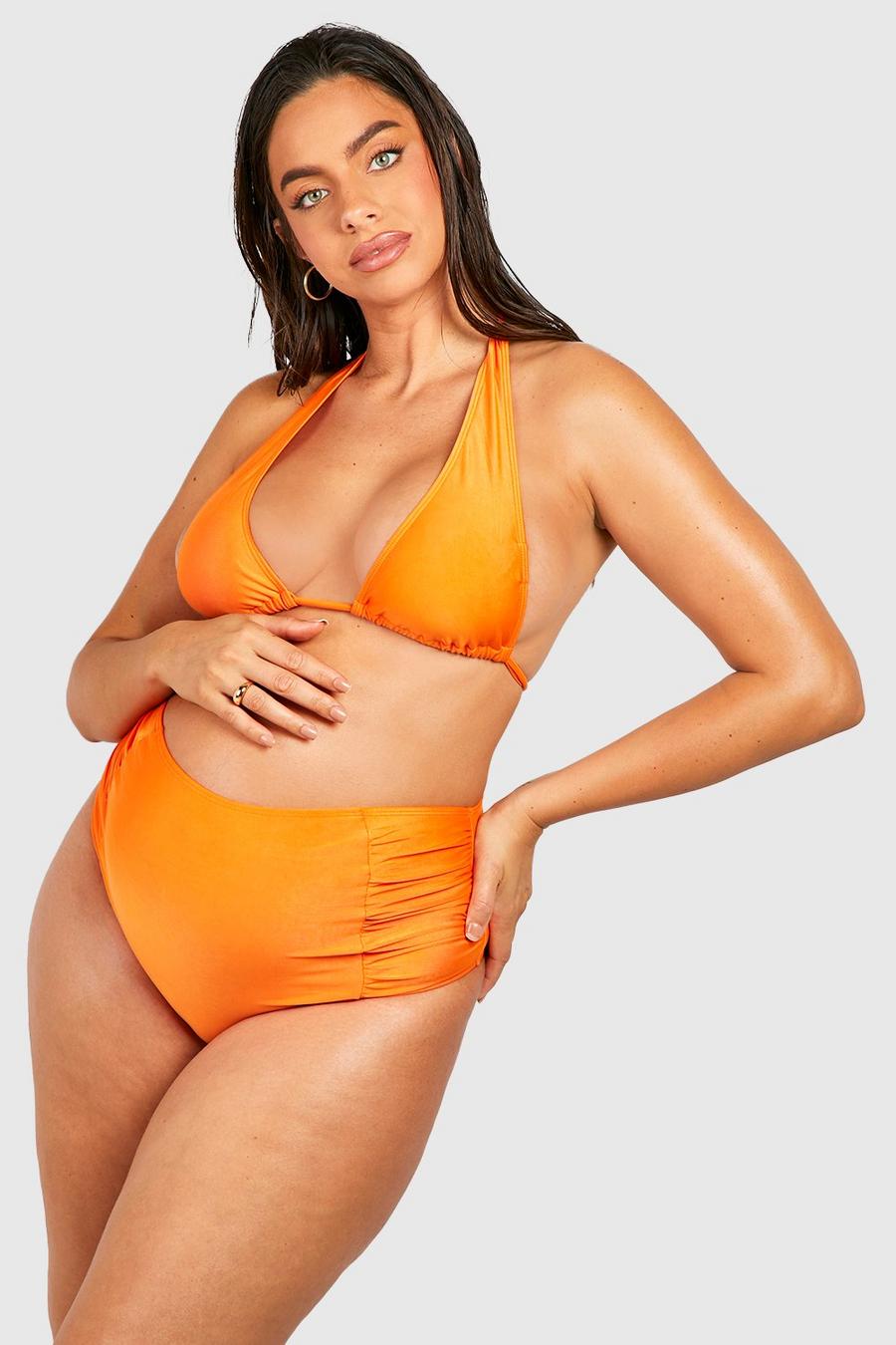 Orange Maternity Essential Wide Apex Bikini Top image number 1