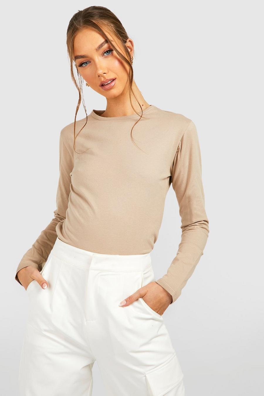 Stone beige Mix And Match Cotton Long Sleeve Top image number 1