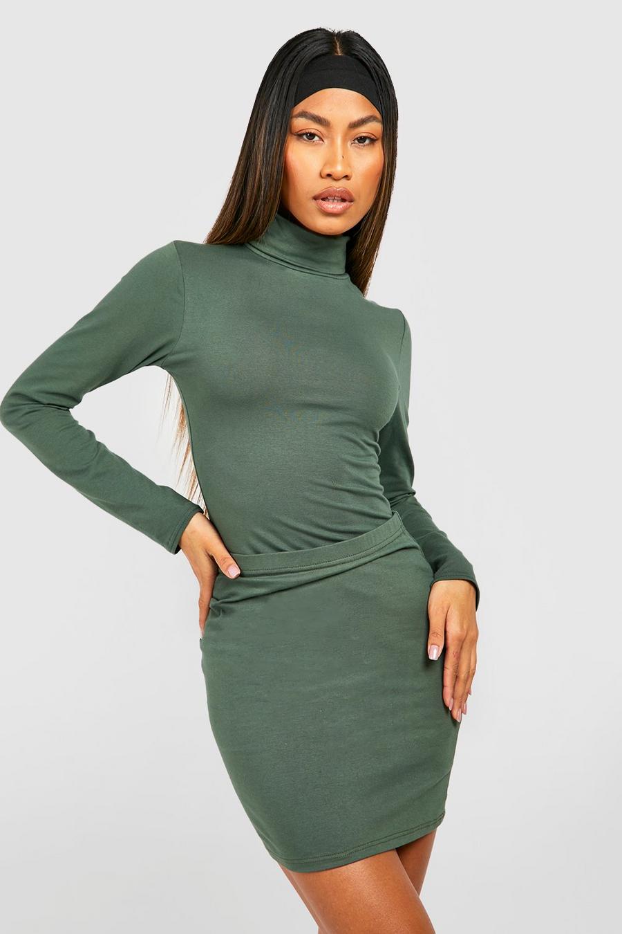 Green Mix And Match Cotton Roll Neck Bodysuit 