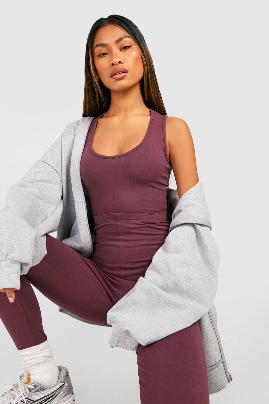 Plum Mix And Match Cotton Scoop Racer Back Bodysuit image number 1