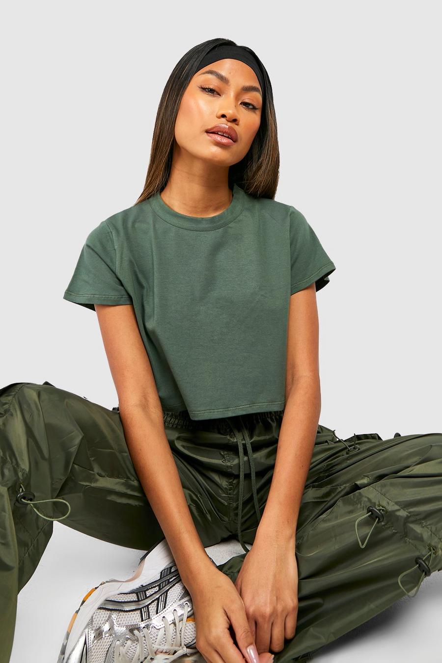 Green Mix And Match Cotton Short Sleeve Crop Top image number 1