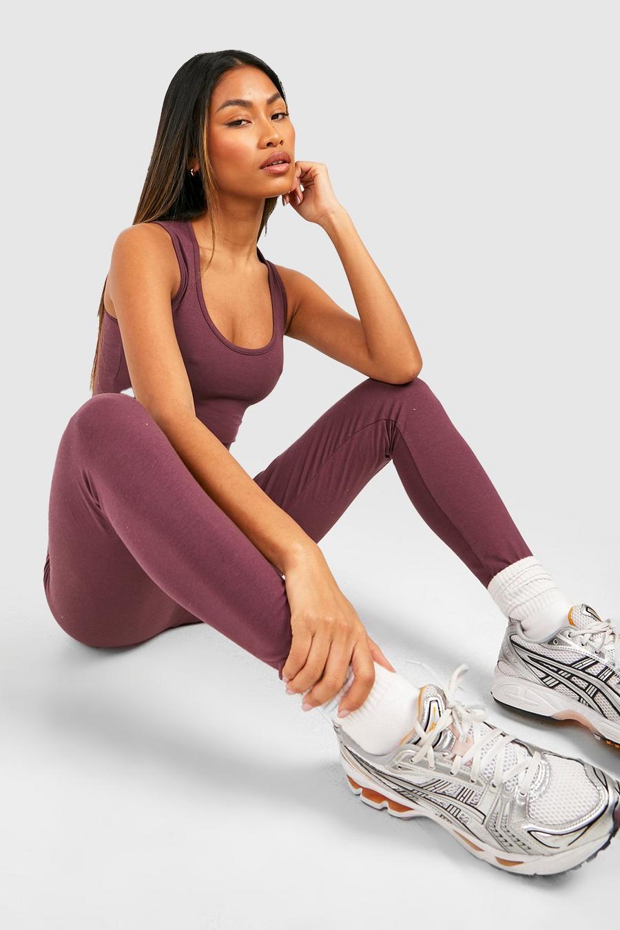Plum Mix And Match Cotton High Waisted Legging image number 1