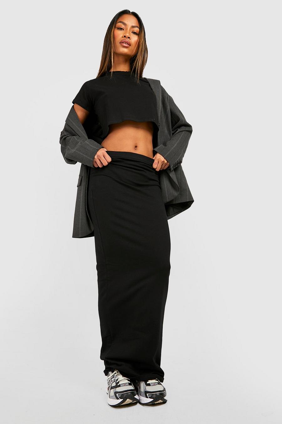 Black Mix And Match Cotton Maxi Skirt image number 1