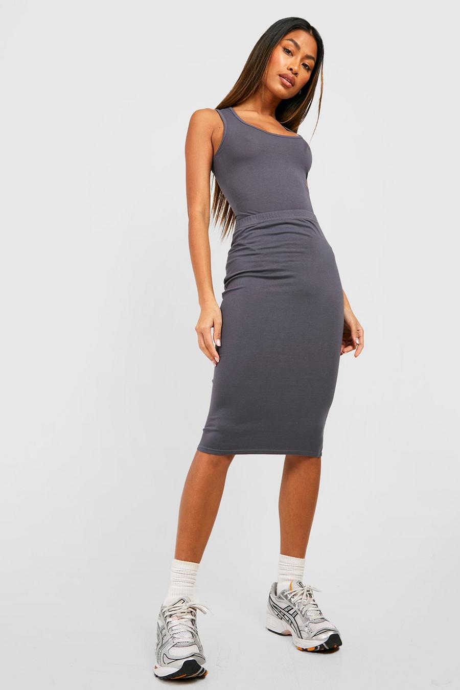 Steel grey Mix And Match Cotton Midi Skirt image number 1