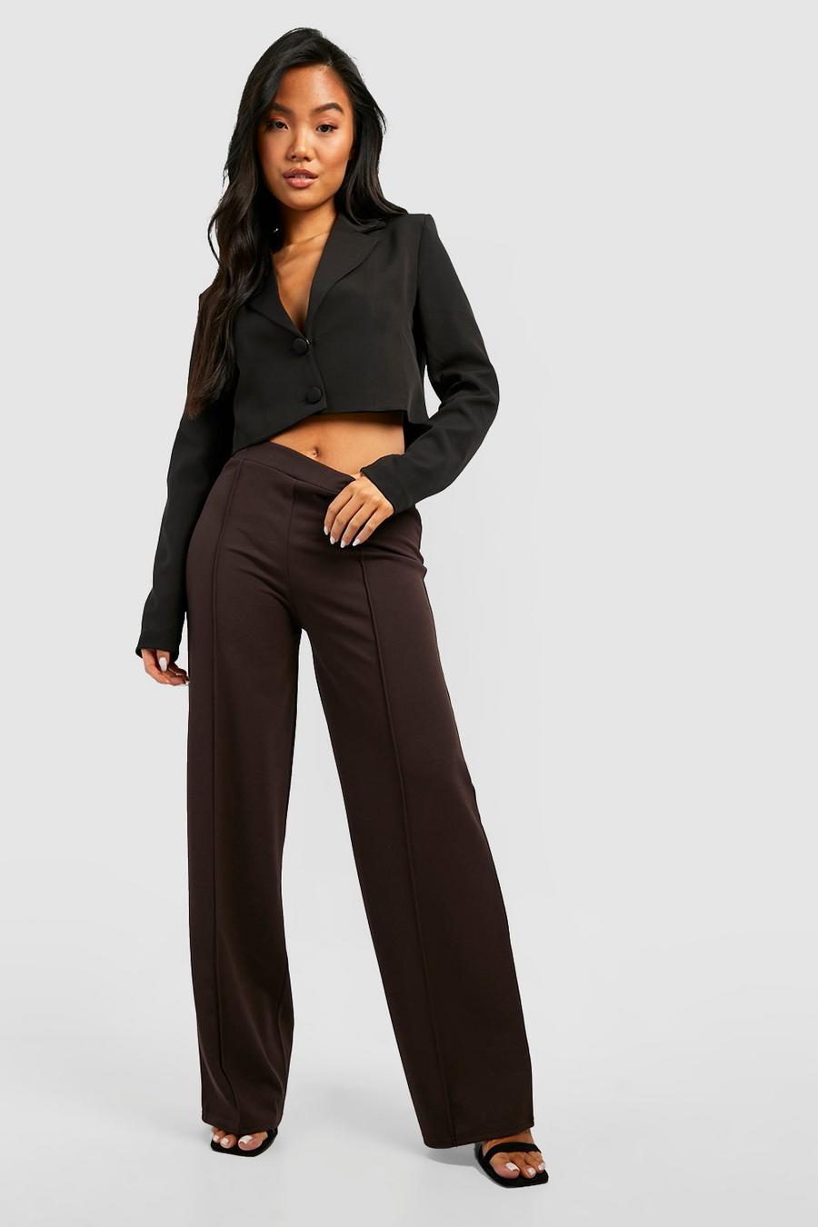 Chocolate Petite High Waisted Wide Leg Pants image number 1