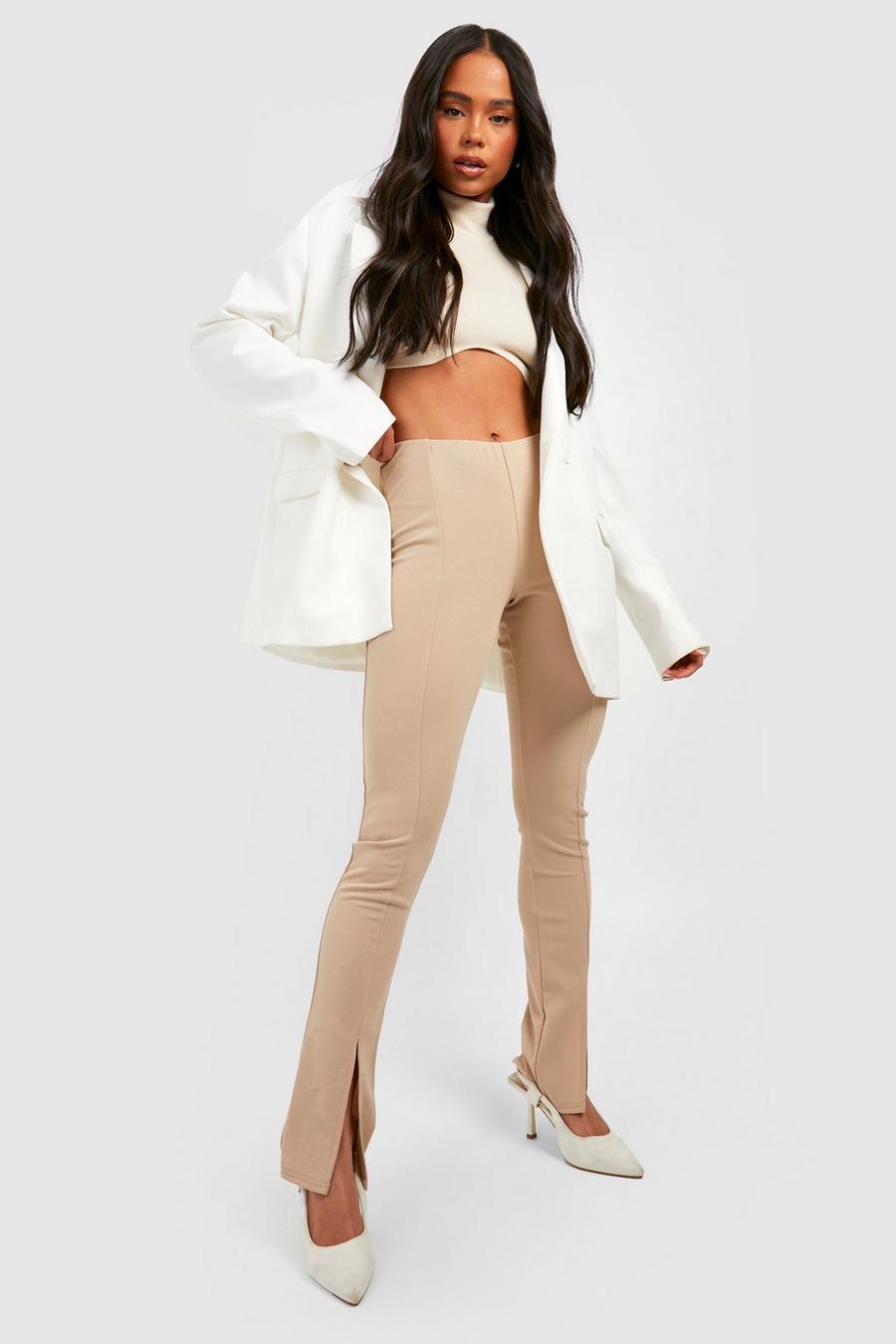Stone Petite High Waisted Split Front Flared Pants image number 1