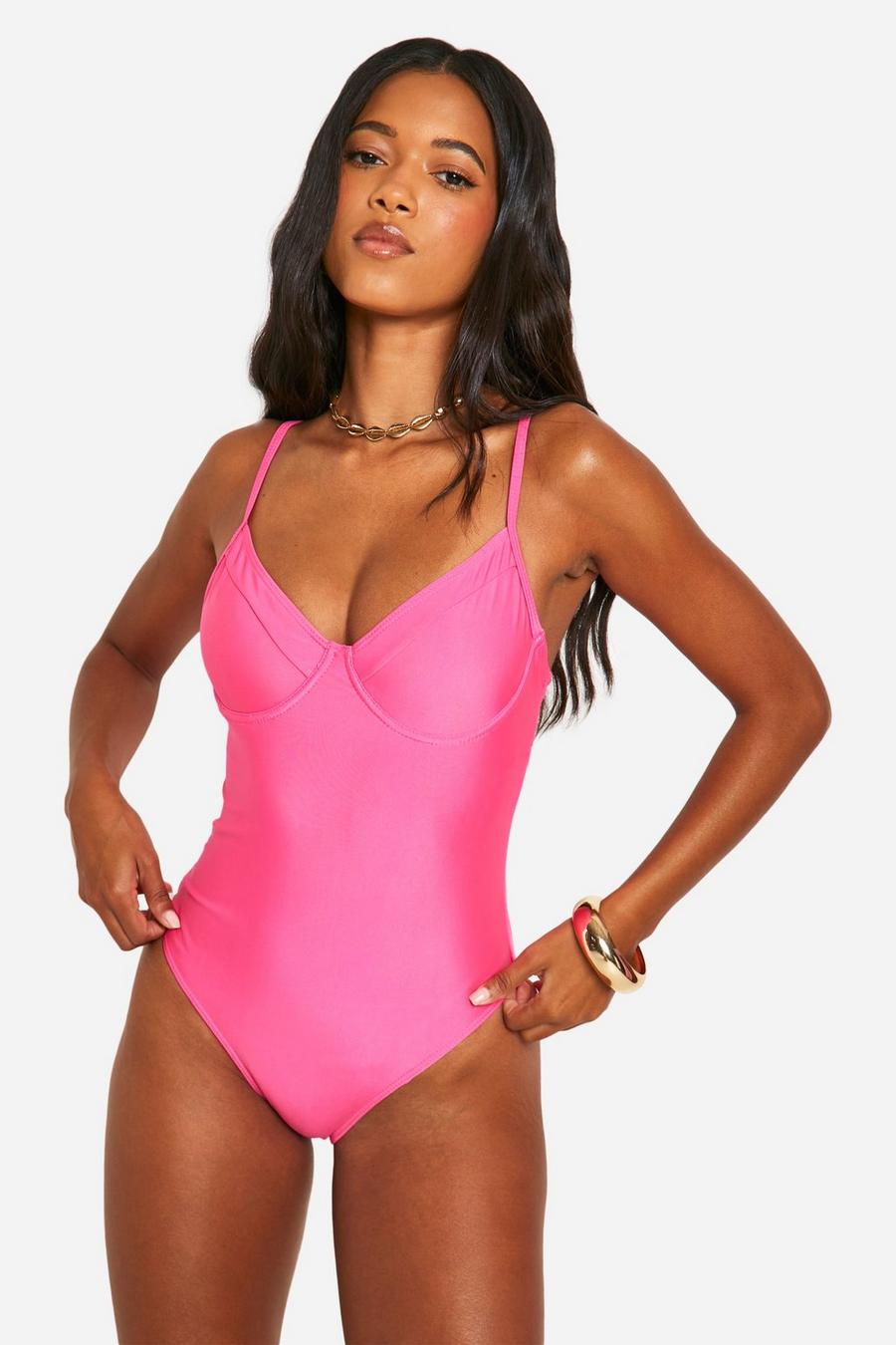 Bright pink Essentials Underwired Swimsuit image number 1
