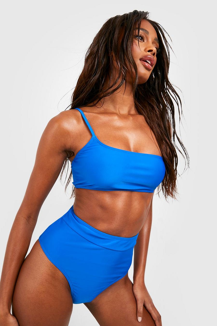 Essentials Bikinihose mit hohem Bund, Electric blue