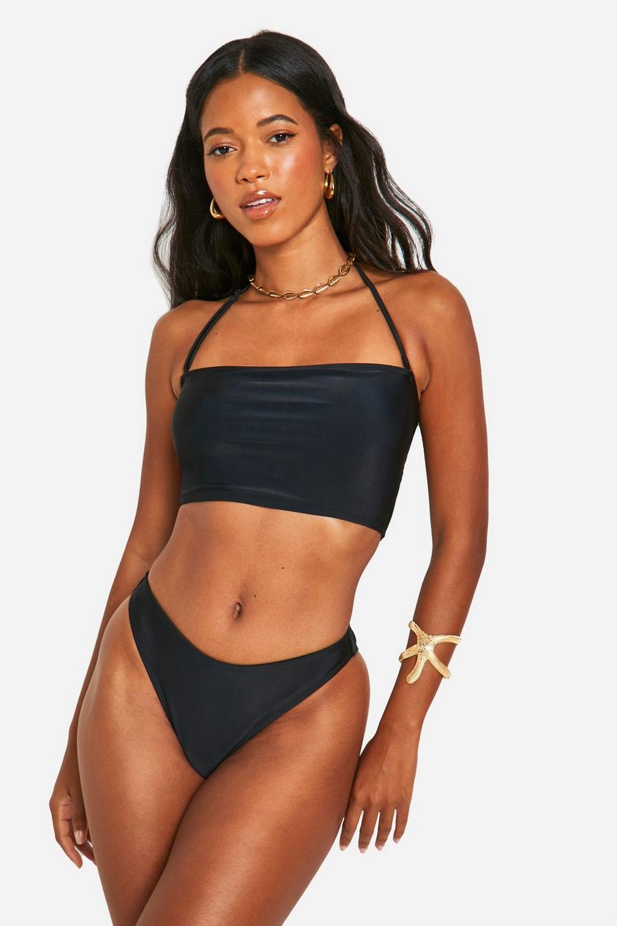 Top bikini a fascia lungo Essentials, Black