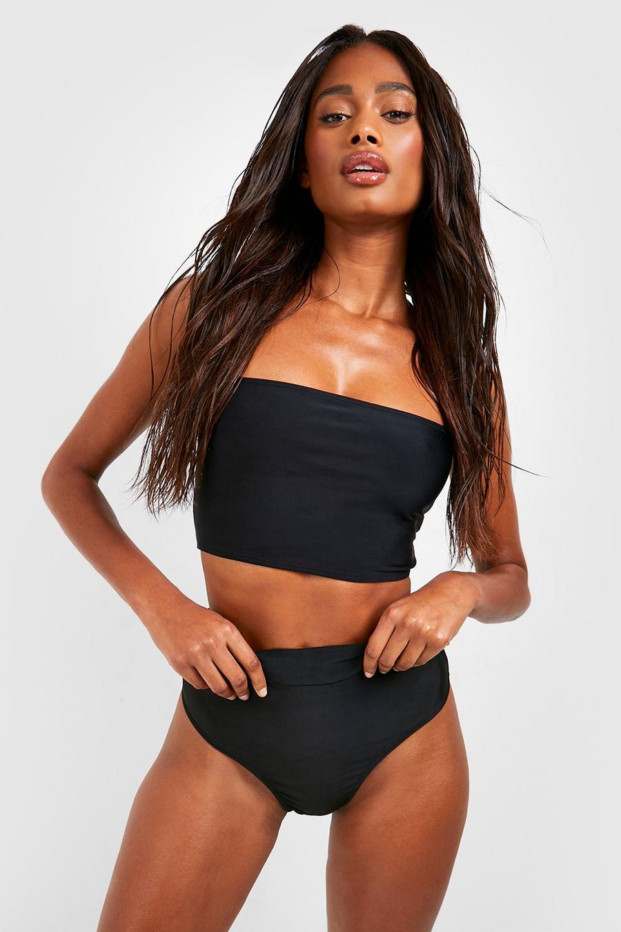 Top bikini a fascia lungo Essentials, Black