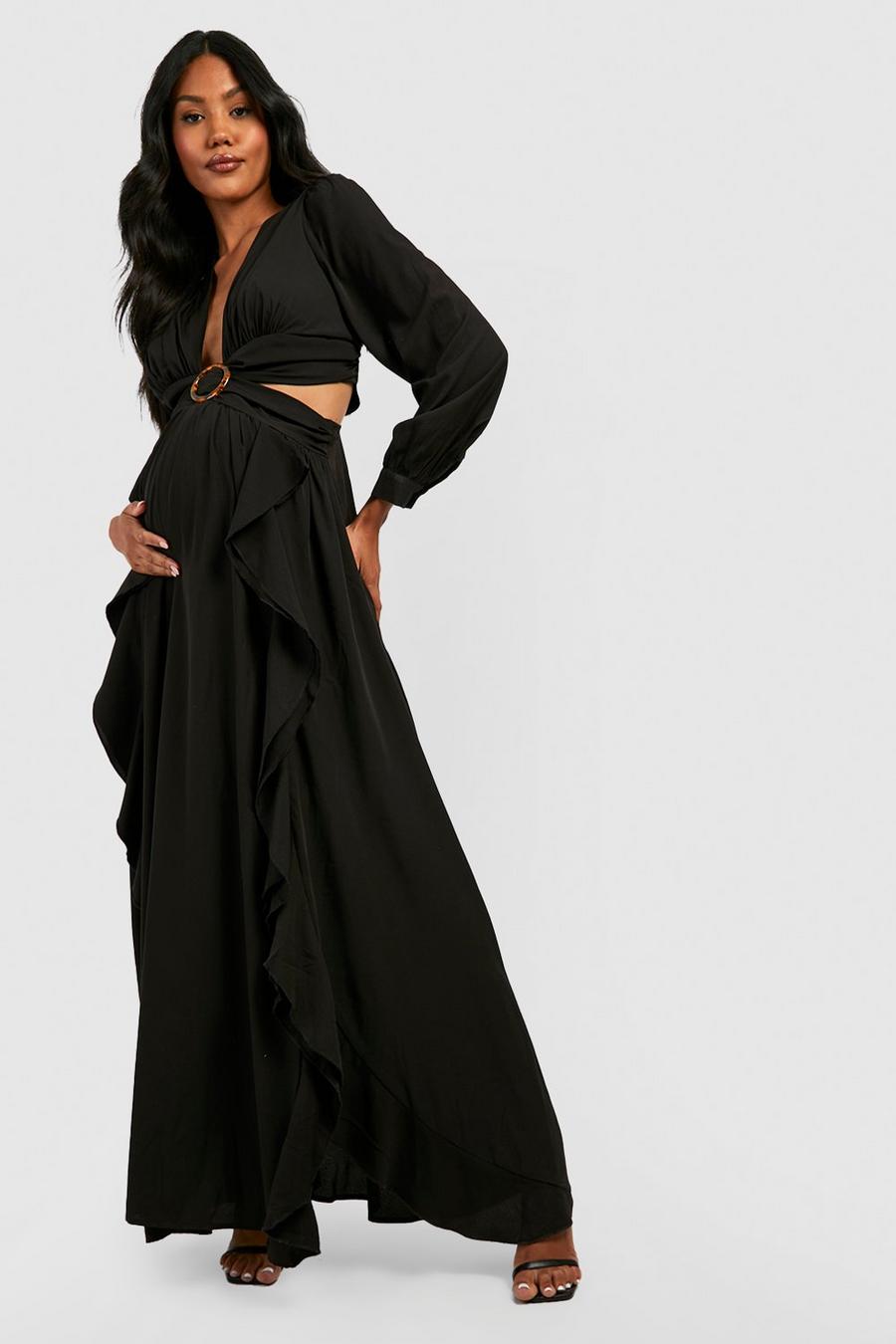 Black Maternity Cut Out Maxi Dress image number 1