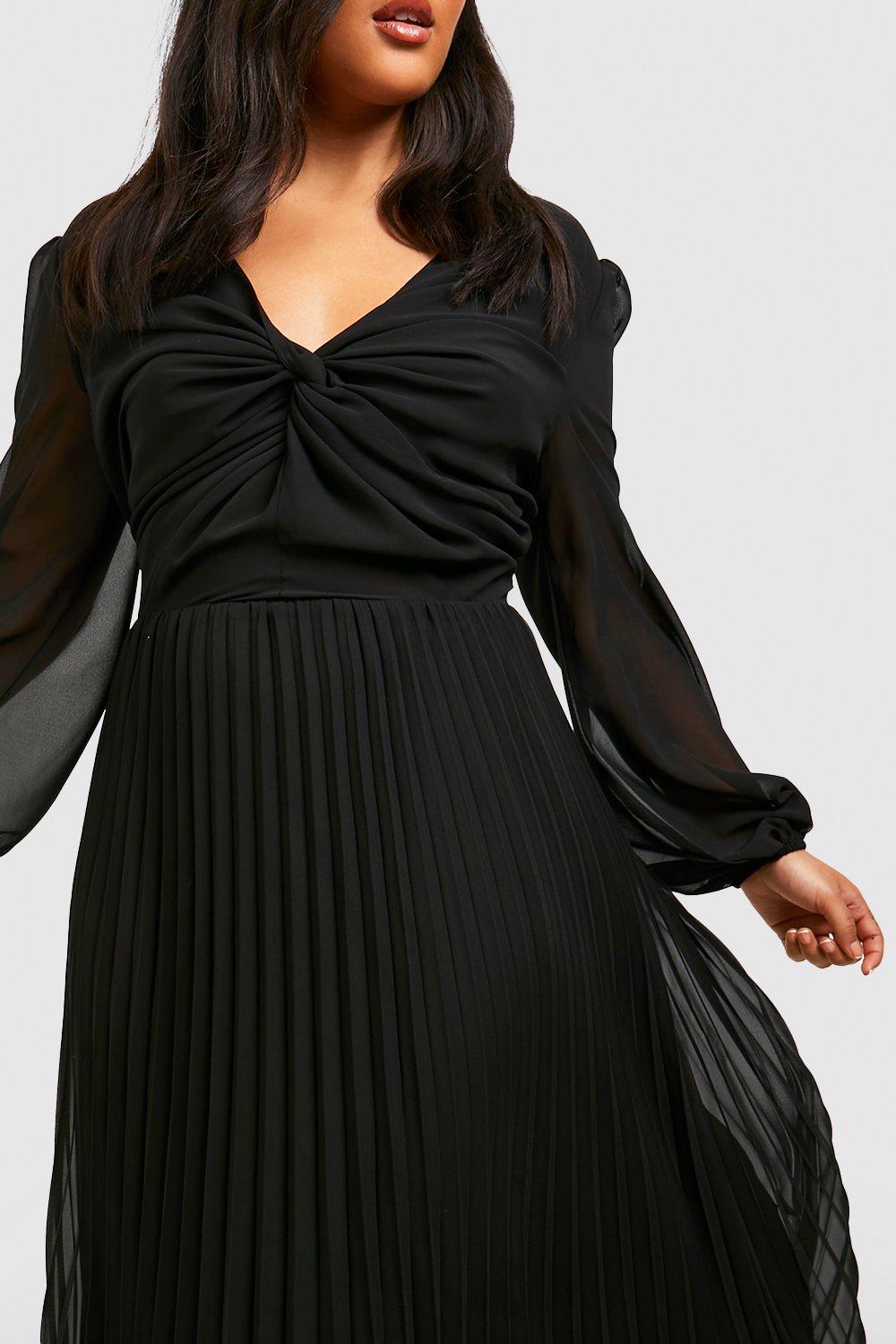 Long black chiffon on sale dress plus size