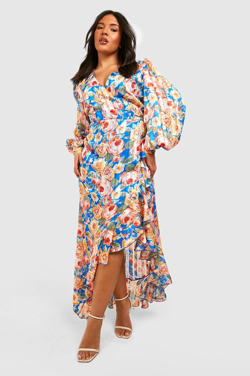 Maxi ruffle wrap hot sale dress