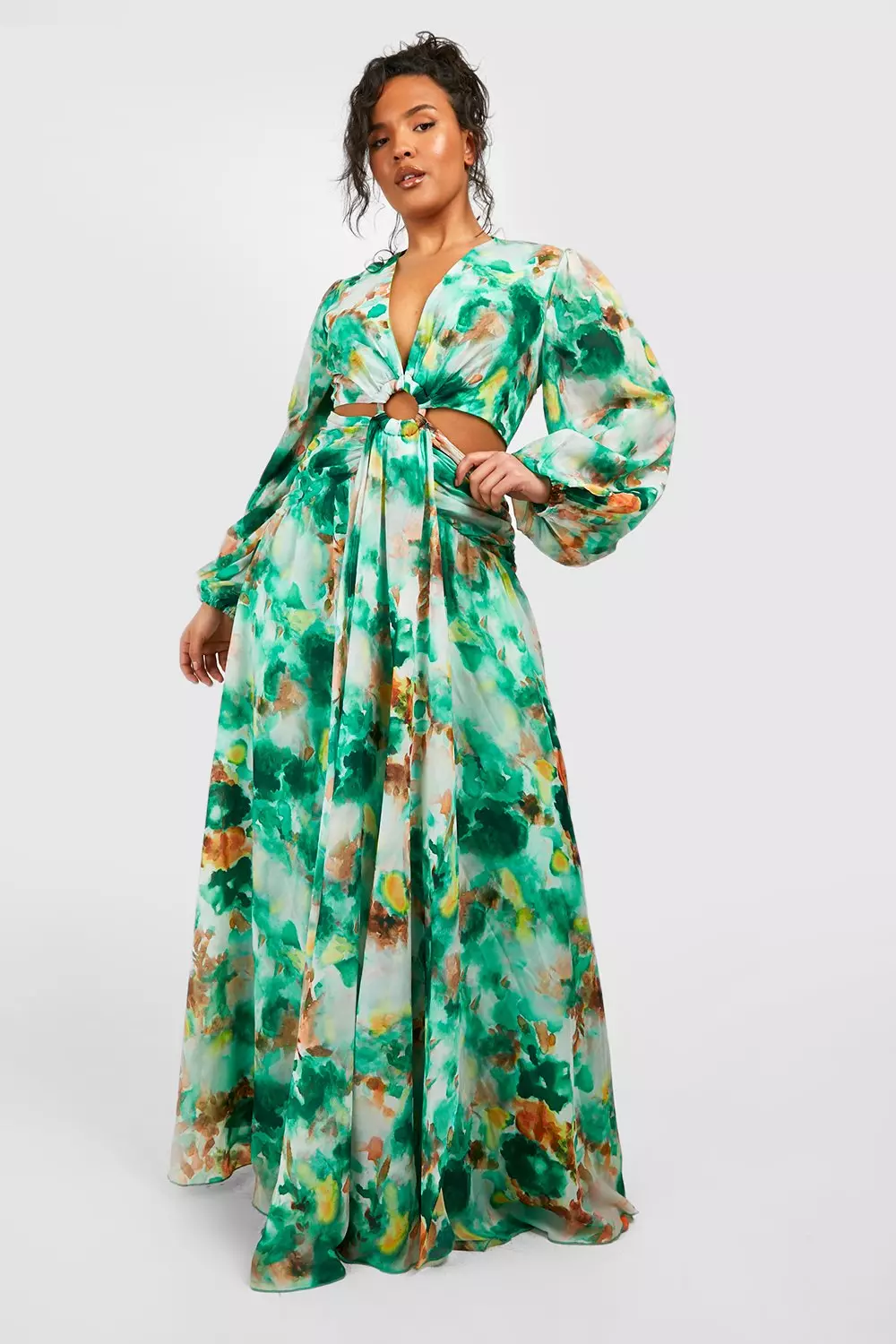 Floral print 2025 chiffon maxi dress