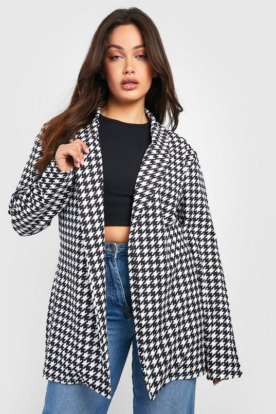 Women's Plus Dogtooth Relaxed Fit Blazer | Boohoo UK