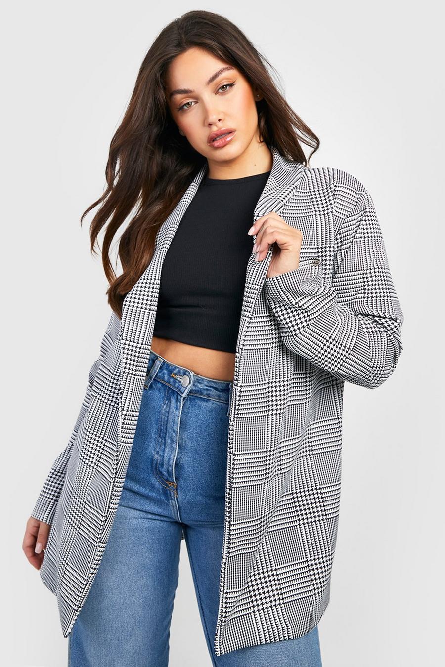 Black Plus Check Relaxed Fit Blazer image number 1