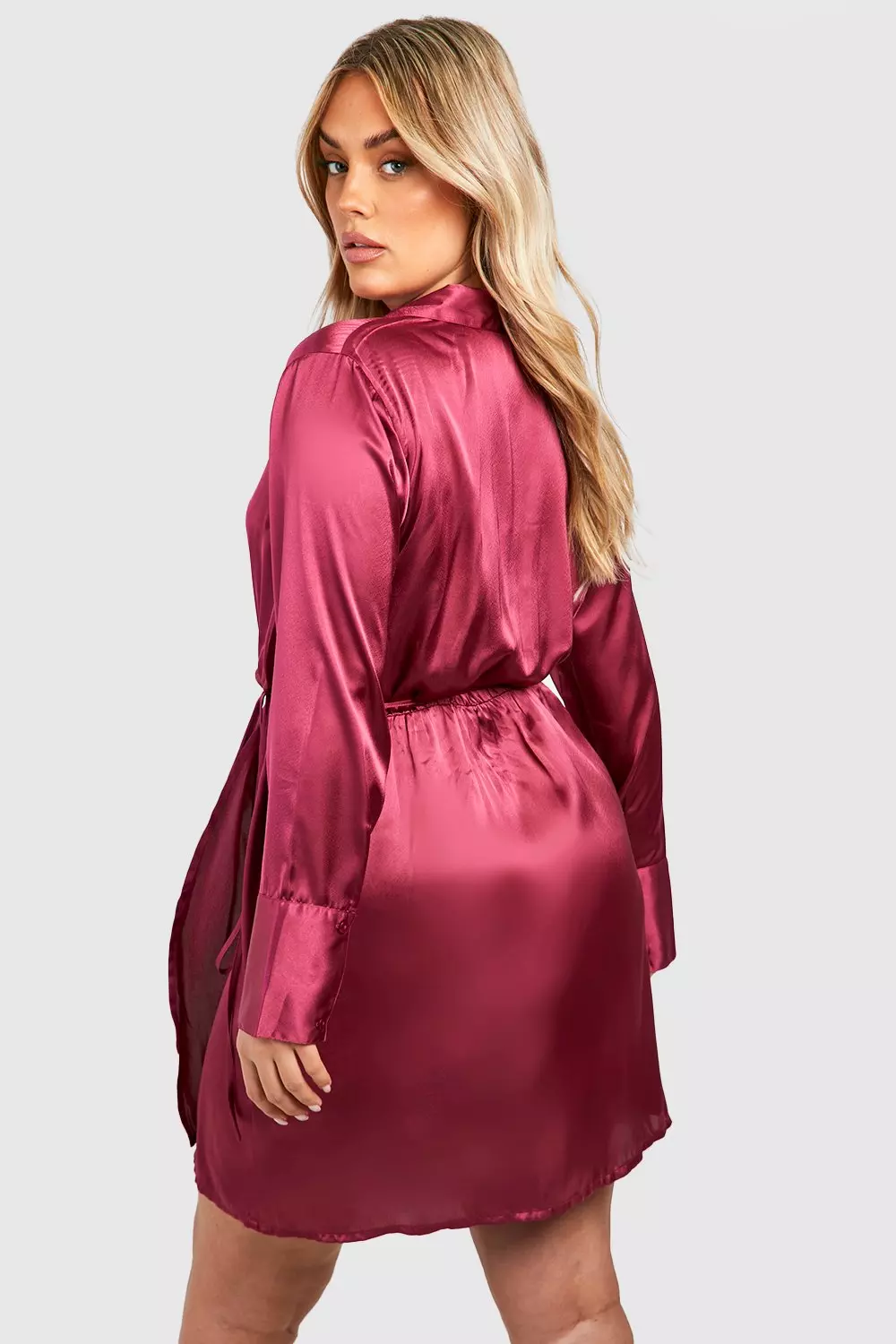 Boohoo satin clearance belted wrap dress